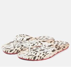 Christian Louboutin SUPER LOUBI Spikes Flip Flop Sandals Vintage Rose Gigi